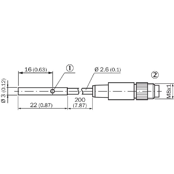 DPI D03 PNP NO P0,6mm noyé lg22mm Inox 10-30Vdc / M08 3P+C0.2m-Lire la description