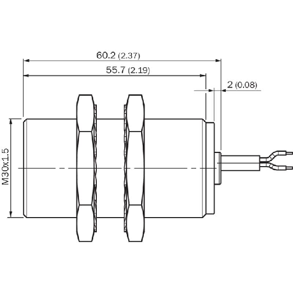 DPI M30 PNP NO P15mm noyé lg60(55)mm Inox V2A / Câble 2m PUR-Lire la description