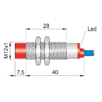 DPI Ex M12 2 fils NAMUR P4mm non noyé lg40(28)mm Laiton / Câble 5 m-Lire la description