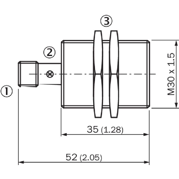 DPI M30 NPN NO P10mm noyé lg52(35)mm Laiton 10-30Vdc / M12 4P-Lire la description