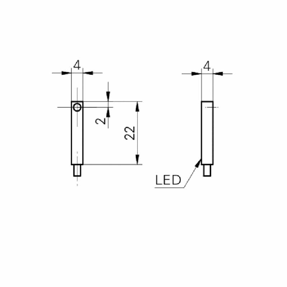 DPI Rect. PNP NF P0,8mm noyé 4x4x22mm Métal 10-30Vdc / Câble 2m-Lire la description
