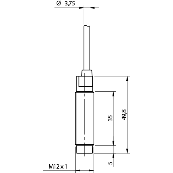 DPI M12 PNP NO P4mm non noyé 49.8(35)mm Laiton 10-30Vdc Câble 2m PVC-Lire la description