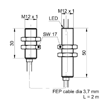 DPI HT M12 PNP NO P2mm noyé lg30mm 10-30Vdc / Ampli + Câble 2m-Lire la description