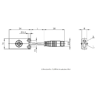 DPC Rect. PNP NF P10mm noyé 8x16x34mm 12-30Vdc / M08 3P+C0.2m-Lire la description