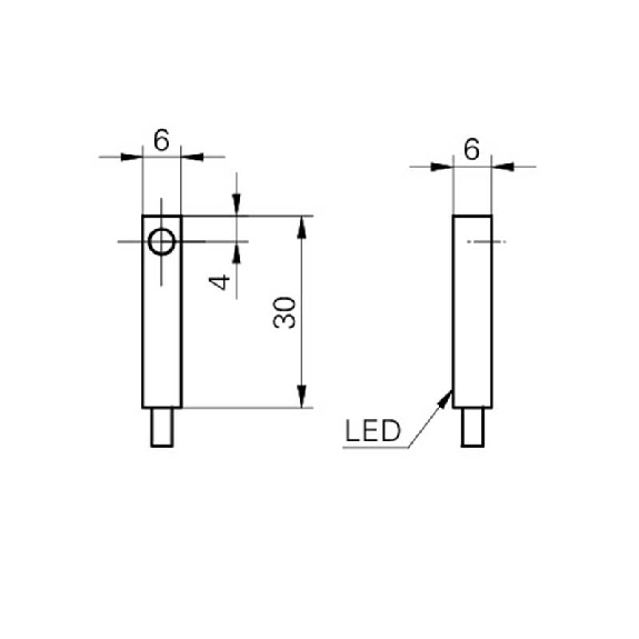 DPI Rect. PNP NO P1mm noyé 6x6x30mm Laiton 5-30Vdc / Câble 2m-Lire la description