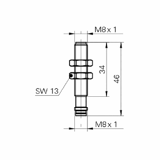 DPI M08 PNP NF P2mm quasi-noyé lg46mm tout Inox 10-30Vdc / M08 3P-Lire la description