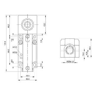 DPI Rect. PNP NO+NF P40mm non noyé 40x40x120mm / Bornier-Lire la description