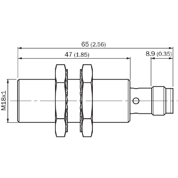 DPI M18 PNP NO/NF P8mm noyé IO-Link lg65(47)mm Inox V2A / M12 4P-Lire la description