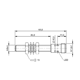 DPI M08 PNP NO P1,5mm noyé lg65(45)mm Laiton 12-30Vdc / M12 4P-Lire la description