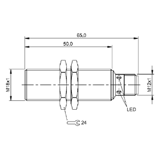 DPI M18 PNP NO P5mm noyé 65(50)mm Laiton 12-30Vdc / M12 4P-Lire la description