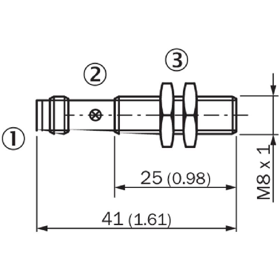 DPI M08 PNP NF P2mm noyé lg41(25)mm Laiton 10-30Vdc / M08 3P-Lire la description