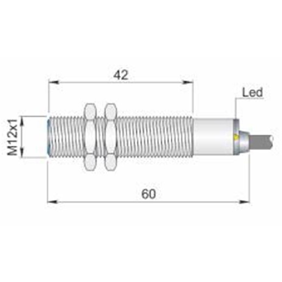 DPI M12 2 fils AC NO P2mm noyé lg60(42)mm 20-250VAC / Câble 2m PVC-Lire la description