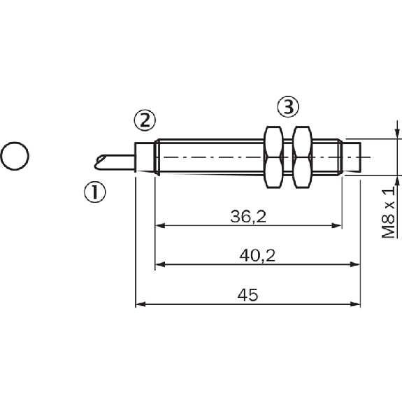 DPI M08 NPN NO P2.5mm non noyé lg45(36.2)mm Laiton / Câble 2m PVC DPI M08 NPN NO P2.5mm non noyé lg45(36.2)mm Laiton / Câble 2m PVC-Lire la description