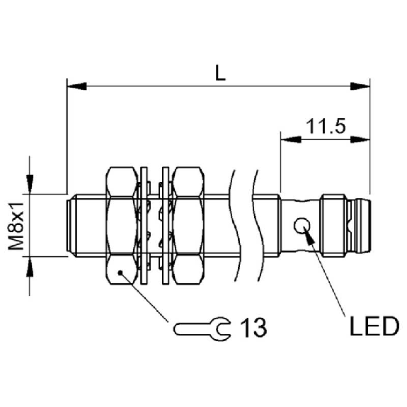 DPI M08 NPN NO P2mm noyé lg40(29,5)mm Inox 10-30Vdc / M08 3P-Lire la description