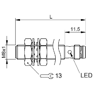 DPI M08 NPN NO P2mm noyé lg40(29,5)mm Inox 10-30Vdc / M08 3P-Lire la description