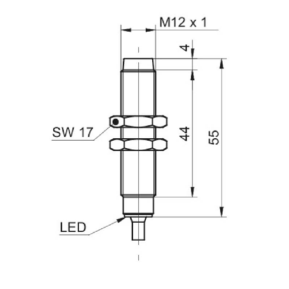 DPI M12 NPN NF P6mm non noyé lg60mm Inox IP68/69K WD / Câble 2m PVC-Lire la description
