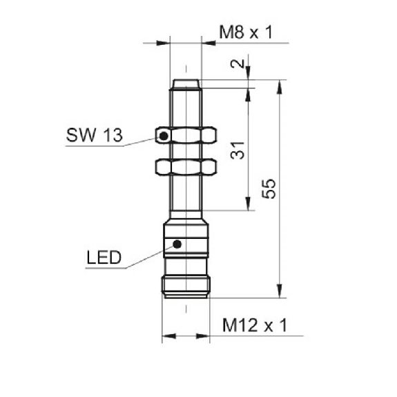 DPI M08 NPN NO P3mm non noyé lg55mm Inox IP68/69K WD / M08 4P-Lire la description