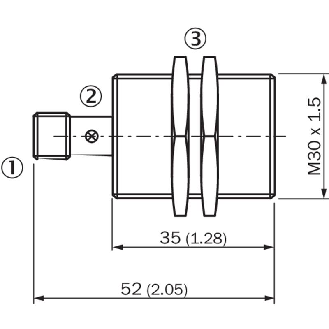 DPI M30 PNP NO P10mm noyé lg52(35)mm Laiton 10-30Vdc / M12 4P-Lire la description