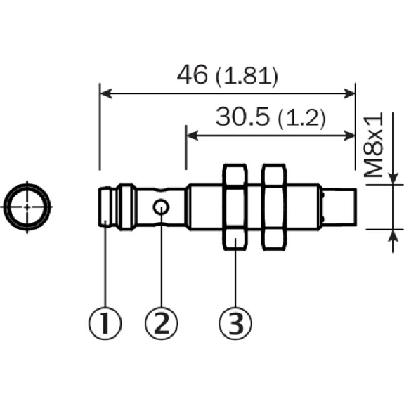 DPI M08 PNP NO P4mm non noyé 46(26.5)mm Inox V2A 10-30Vdc / M08 3P-Lire la description