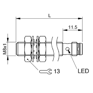 DPI M08 NPN NO P2mm noyé 45(33.5)mm Inox 10-30Vdc / M08 3P-Lire la description