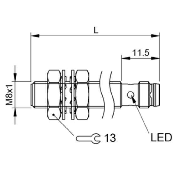 DPI M08 NPN NO P2mm noyé 45(33.5)mm Inox 10-30Vdc / M08 3P-Lire la description