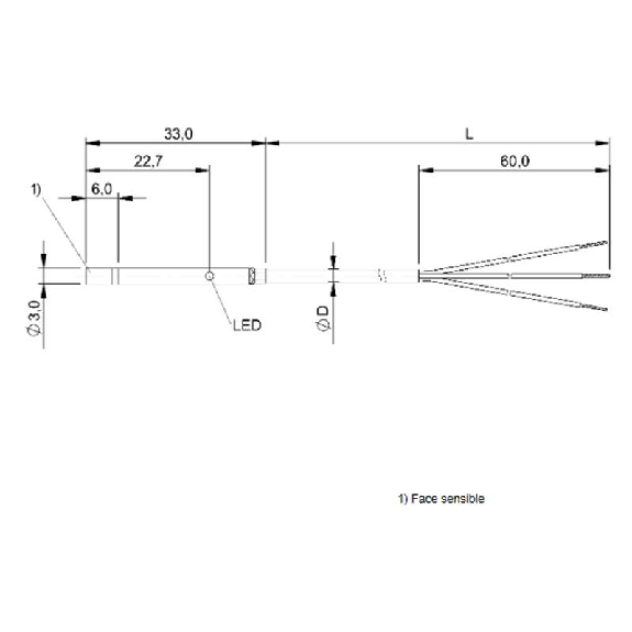 DPI D03 PNP NO P3mm non noyé lg33mm Inox 22-26Vdc / Câble 5m PUR DPI D03 PNP NO P3mm non noyé lg33mm Inox 22-26Vdc / Câble 5m PUR-Lire la description
