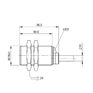 DPI M18 ANA 0-10V P1-5mm noyé lg36mm Laiton 15-30Vdc / Câble 3m PUR-Lire la description