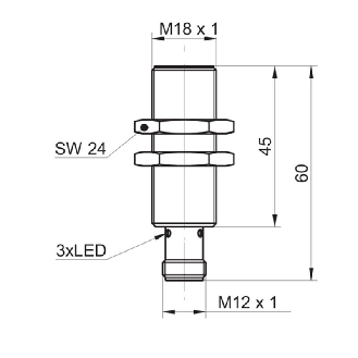 DPI M18 IO-Link PushPull P0-10mm noyé IO-Link Laiton 8-36Vdc / M12 4P-Lire la description