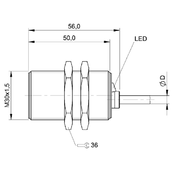 DPI M30 PNP NO P10mm noyé lg56mm Laiton 12-30Vdc / Câble 2m PUR DPI M30 PNP NO P10mm noyé lg56mm Laiton 12-30Vdc / Câble 2m PUR-Lire la description