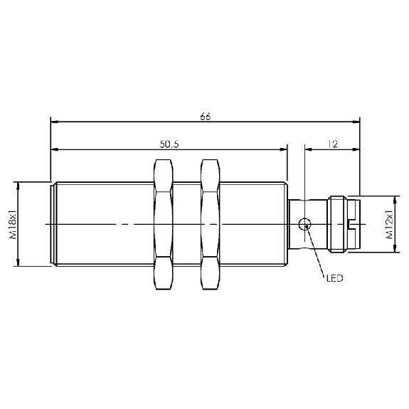 DPI M18 PNP NO P5mm noyé F1 66mm Laiton 10-30Vdc / M12 4P-Lire la description