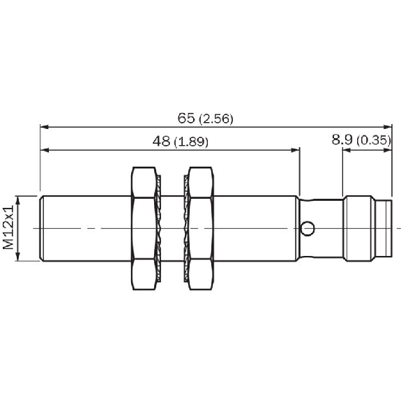DPI M12 2 fils DC NO P4mm noyé 65(48)mm Inox V2A +100°C M12 4P-Lire la description