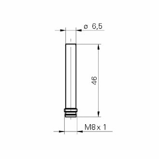 DPI D6,5 NPN NF P2mm quasi-noyé lg46mm tout Inox 10-30Vdc / M08 3P-Lire la description