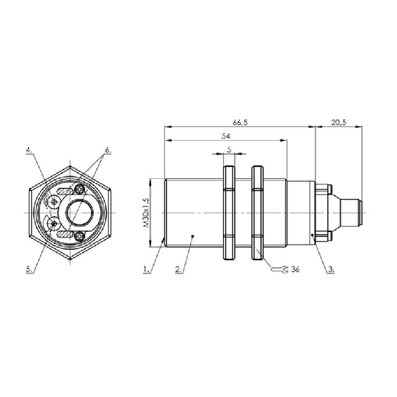 DPC M30 PNP NO/NF P20mm noyé lg87(54)mm Plast. / M12 4P-Lire la description