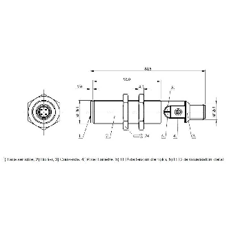 DPC M18 PNP NF P8mm noyé lg88,5(52)mm Plast. / M12 4P-Lire la description