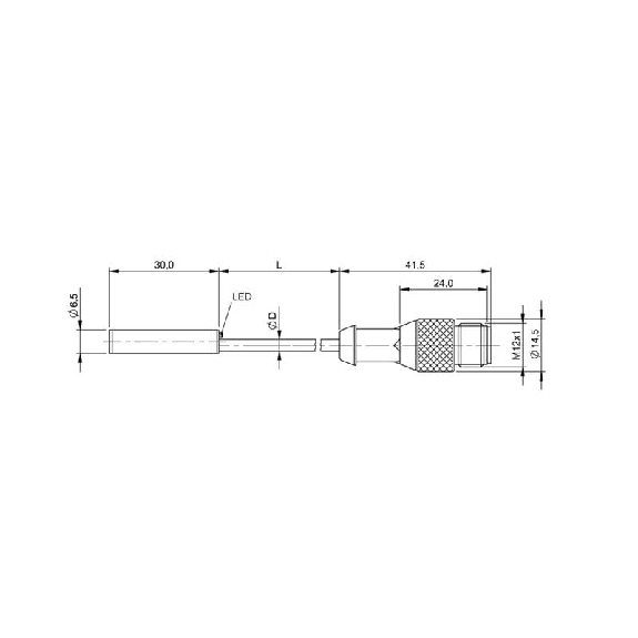 DPI D6,5 PNP NO P1,5mm noyé lg30mm Inox 10-30Vdc / M12 4P+C0.3m-Lire la description