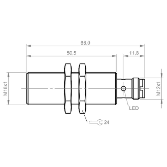 DPI M18 PNP NF P8mm noyé lg65(50)mm Laiton 10-30Vdc / M12 4P-Lire la description