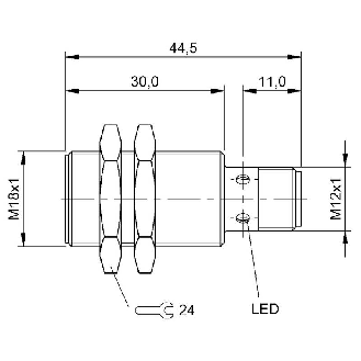 DPI M18 ANA 0-10V P1-5mm noyé lg44,5(30)mm Laiton 24Vdc / M12 4P-Lire la description