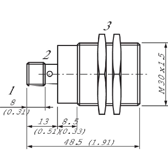 DPI M30 PNP NO P22mm quasi-noyé lg48,5(35)mm Laiton 10-30Vdc / M12 4P-Lire la description