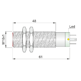 DPI M18 2 fils DC NO/NF P5mm noyé lg61(48)mm Laiton / Conn. K-Lire la description