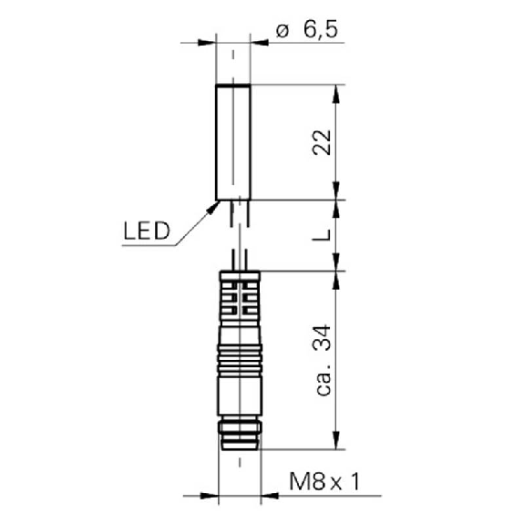 DPI D6,5 NPN NO P2mm noyé lg22mm 10-30Vdc / M08 3P+C0.2m-Lire la description