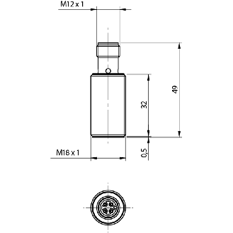 DPI M18 NPN NO P8mm noyé 49(32)mm Laiton 10-30Vdc M12 4P-Lire la description