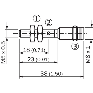 DPI M05 PNP NO P0,8mm noyé lg38(22)mm Inox V2A 10-30Vdc / M08 3P-Lire la description