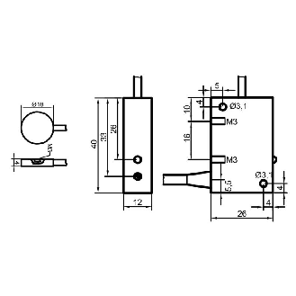 DPC Rect. PNP NO P5mm noyé Pot. Métal 10-35Vdc / Câble 2m-Lire la description