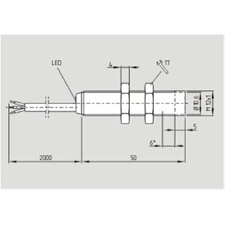 DPI M12 PNP NO P2mm noyé 50mm Laiton 10-30Vdc / Câble 2m-Lire la description