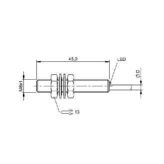 DPI M08 PNP NO P1,5mm noyé lg45mm Inox 10-30Vdc / Câble 3m PUR-Lire la description