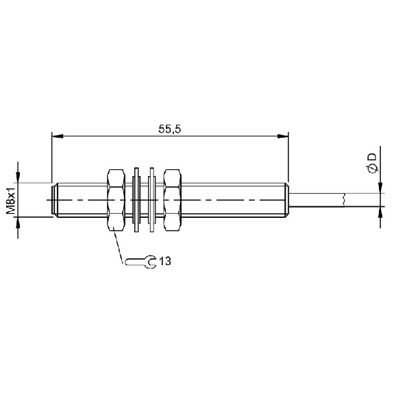 DPI HT M08 PNP NO P1mm noyé lg55,5mm -25/+100°C Inox / Câble 2m PVC-Lire la description