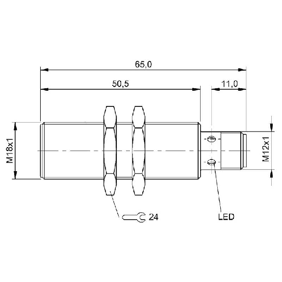 DPI M18 ANA 4-20mA P1-5mm noyé lg65(50.5)mm Laiton 10-30Vdc / M12 4P-Lire la description
