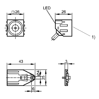 DPI Rect. 2 fils DC NO P10mm 26x26x43mm Plast. / M12 4P+C0.8m-Lire la description