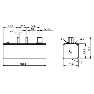 DPI Rect. PNP NO+NF P30mm non noyé 100x35x50mm Plast. / M12 4P-Lire la description