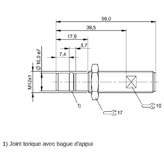 DPI M12 PNP NF P1,5mm noyé lg56mm 500bar Inox / M12 4P-Lire la description